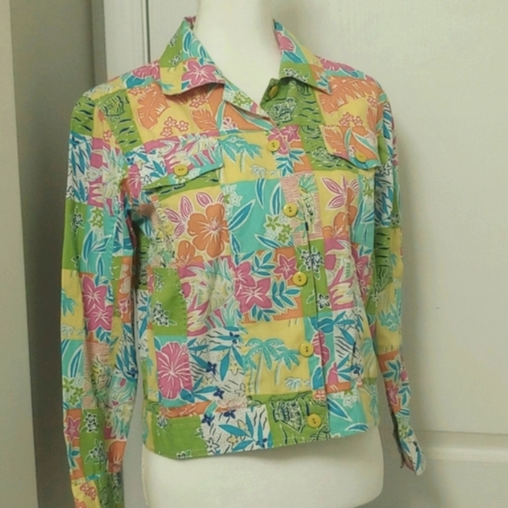 Coldwater Creek Tropical Floral Lightweight Jacket/Shirt. Size Petite SP